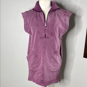 Mauve Sleeveless Zip-Up Dress with Front Pockets
